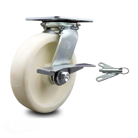 8 Inch Nylon Caster With Roller Bearing And Brake/Swivel Lock